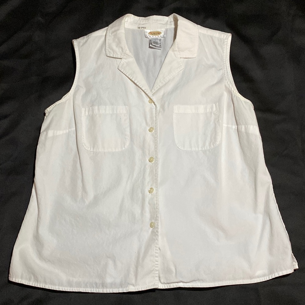 Talbots | Sleeveless button-down blouse, white, LP